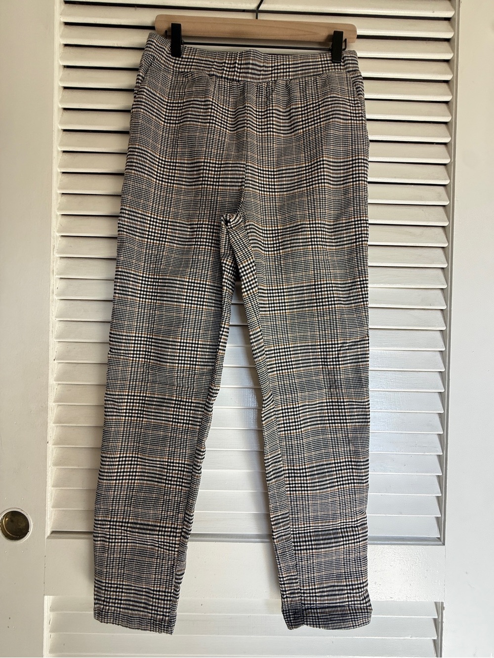 SHEIN Plaid Pants in Black & White & Mustard